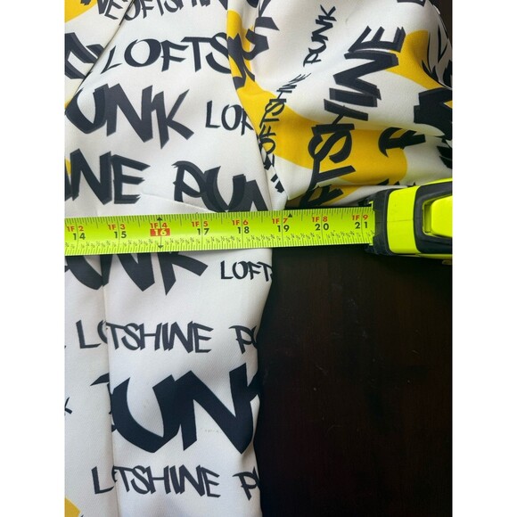 WHY Dress Rare Graffiti Print Jacket White Yellow Black Pockets 2 Buttons, Large - Picture 8 of 11